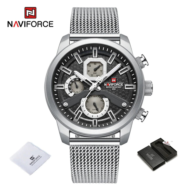NAVIFORCE Men s Calendar Watches Casual Sport Watch for Men Quartz WristWatch Stainless Steel Strap Watch.jpg 640x640 1