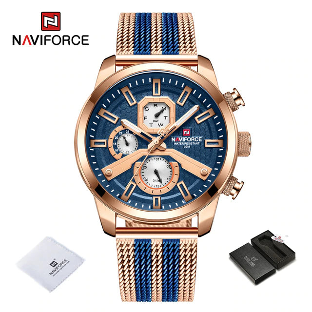 NAVIFORCE Men s Calendar Watches Casual Sport Watch for Men Quartz WristWatch Stainless Steel Strap Watch.jpg 640x640 4