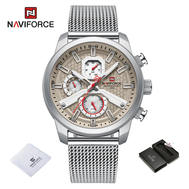 NAVIFORCE Men s Calendar Watches Casual Sport Watch for Men Quartz WristWatch Stainless Steel Strap Watch.jpg 640x640