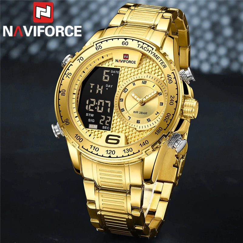 NAVIFORCE Top Brand Luxury Classic Men Watch Quartz Digital Male Clock Military Sport Gold Stainless Steel.jpg Q90.jpg 2 1