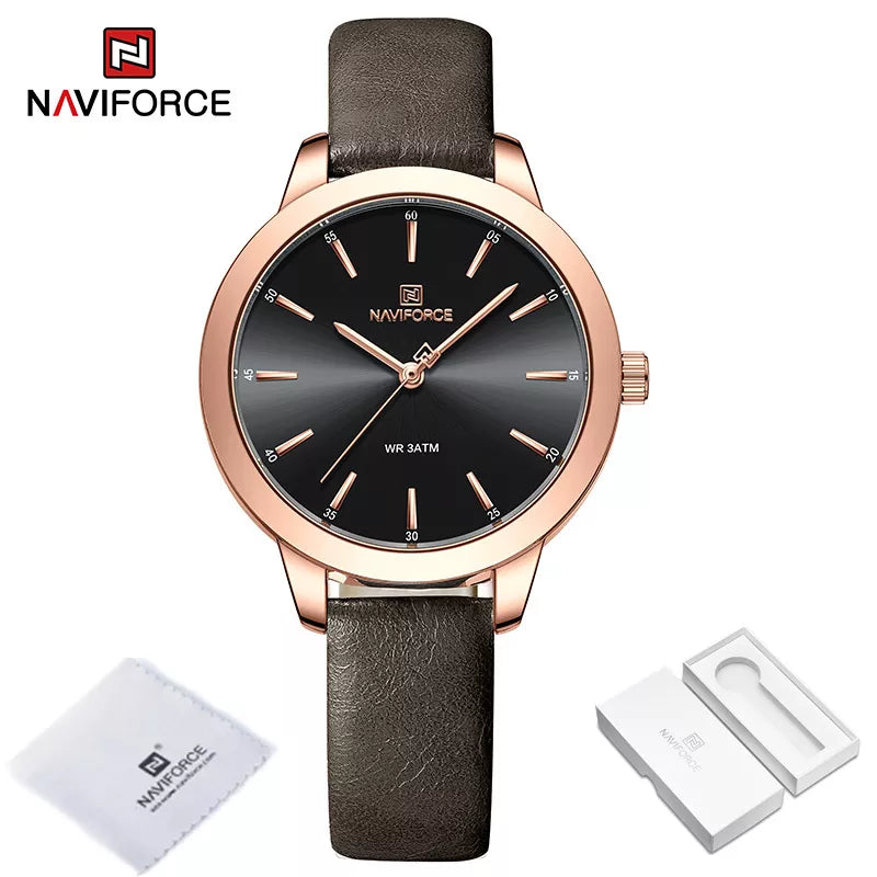 NAVIFORCE Top Brand Watches for Ladies Casual Fashion Original Genuine Leather Strap Women s Wristwatches Waterproof.jpg.jpg 3