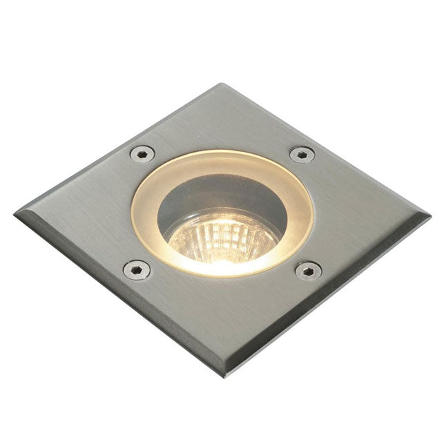 National Lighting IP65 Stainless Steel GU10 Square Outdoor Decking & Buried Uplighter – Premium Walkover Ground Lighting Fixture