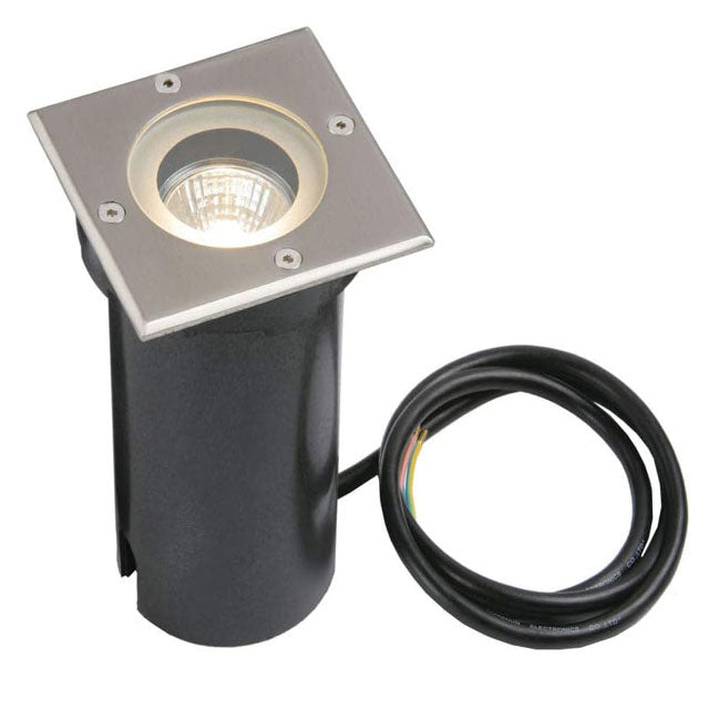 National Lighting IP65 Stainless Steel GU10 Square Outdoor Decking & Buried Uplighter – Premium Walkover Ground Lighting Fixture