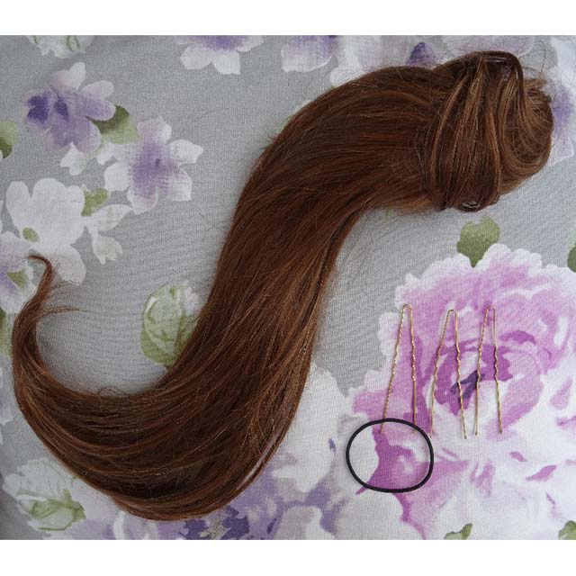 Natural Brown Long Straight Synthetic Hairpiece – Removable Headband Half Wig