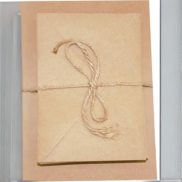 Netuno Folding Cards Set – A6 Kraft Cardboard with C6 Envelopes, Vintage Blank Greeting Cards with Letter Sleeves