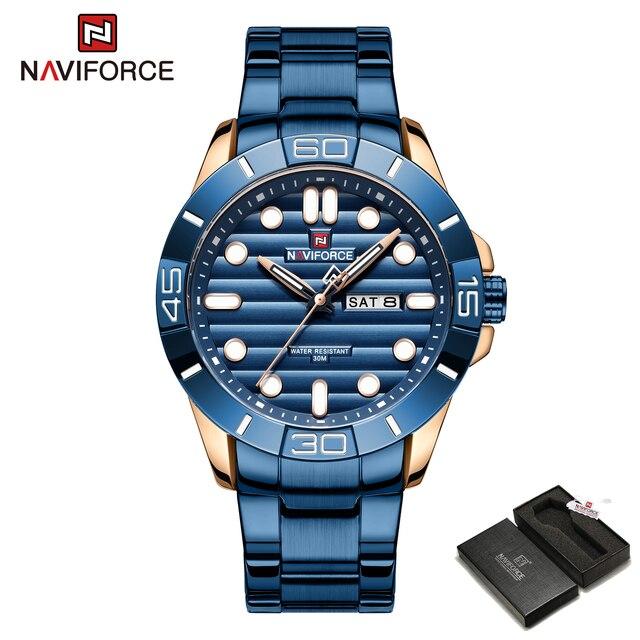 New Fashion Mens Watches NAVIFORCE Gold Business Sport Chronograph Waterproof Steel Band Analog Wristwatch Relogio Masculino.jpg 640x640 3