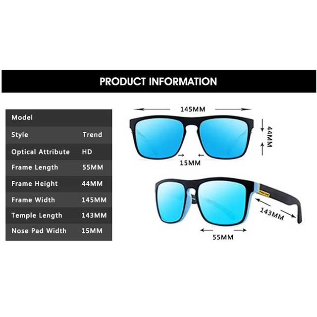 New Polarized Sunglasses for Men & Women – Classic Mirror Square Fashion Sun Glasses