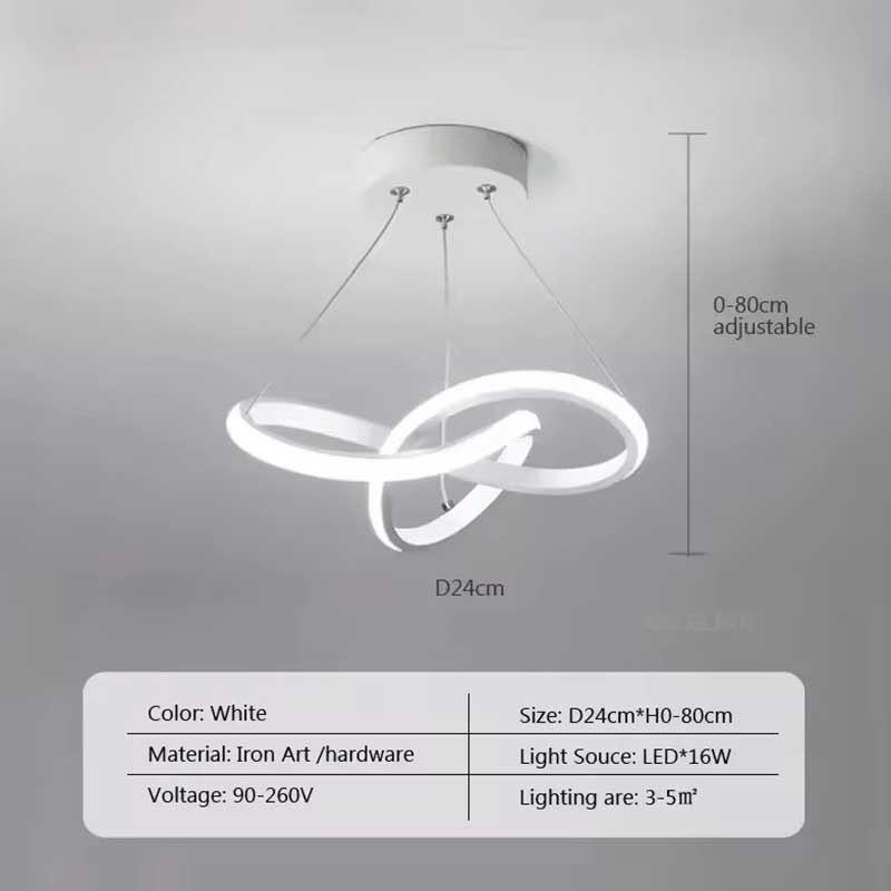 Suspension LED nordique – 24/30 cm, dorée, luminaire moderne pour salle à manger, chambre, salon, couloir et hôtel
