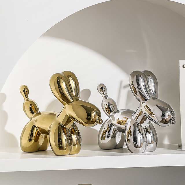 Nordic Light Luxury Balloon Dog Ornament – Electroplated Resin Decoration for Living Room, TV Cabinet & Coffee Table