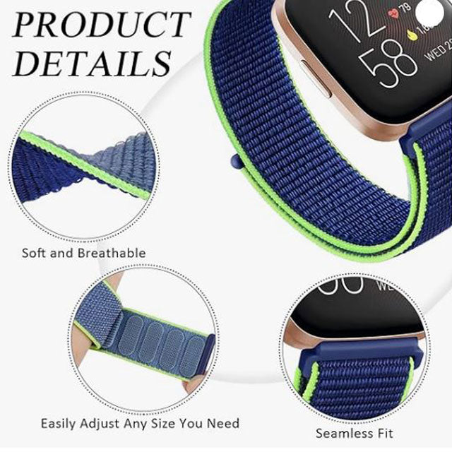 Nylon Strap Replacement for Fitbit Versa 2 & Versa – Removable Sport Belt for Men & Women (Watch Not Included)