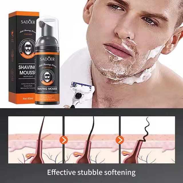 OEM SADOER Private Label Men's Beard & Skin Care Mousse - Cool Smoothing & Hair Removal Face Cleanser for Men