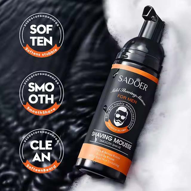 OEM SADOER Private Label Men's Beard & Skin Care Mousse - Cool Smoothing & Hair Removal Face Cleanser for Men