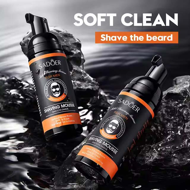 OEM SADOER Private Label Men's Beard & Skin Care Mousse - Cool Smoothing & Hair Removal Face Cleanser for Men