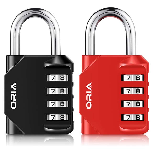 ORIA 2 Pack 4-Digit Combination Lock with Hasp – Secure Gym, School, Sports Locker, Toolbox & Cabinet (Blue & Red)