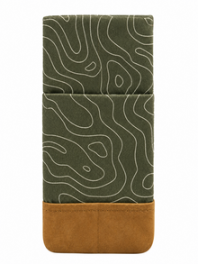 Kuratist Medium Travel Organizer Pouch – Olive Green Patterned Utility Case with Brown Base