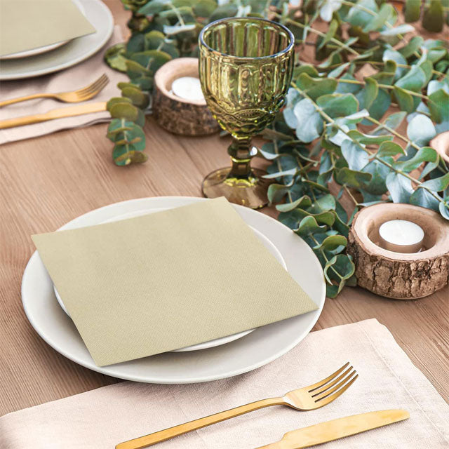 PAW Decor Collection Cream Airlaid Napkins 40x40 cm – 50 Piece Set, Elegant Fabric-Like Table Decor for Weddings, Parties & HoReCa