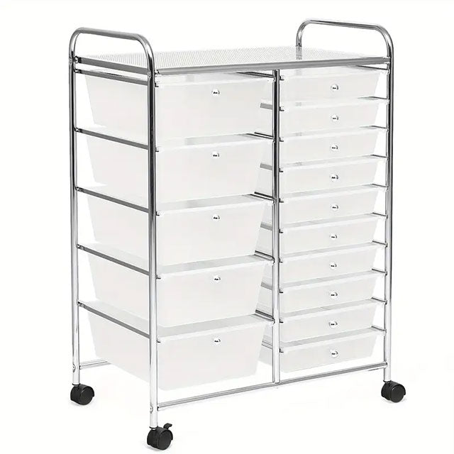 PETSITE 15-Drawer Rolling Storage Cart – Mobile Organizer with Removable Drawers & Metal Frame for Home, Office & School