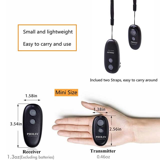 PHOLSY Wireless Camera Shutter Release Control – Remote Trigger Compatible with Canon (R100, R8, R6 II, R7, R10, 90D, 250D, 850D, 6D II, 7D II, G1X III), Olympus (OM-1, EM1X, EM1 II) & Fuji (GFX50S II, XT3, XT4, XT5, XT30) Cameras