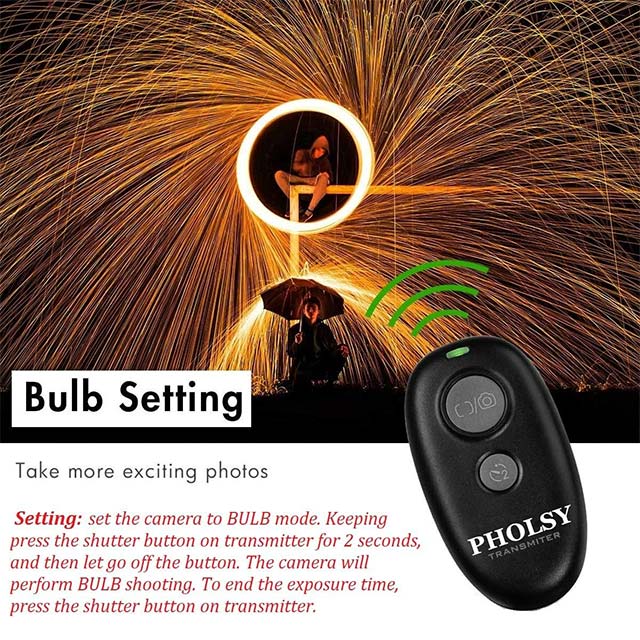 PHOLSY Wireless Camera Shutter Release Control – Remote Trigger Compatible with Canon (R100, R8, R6 II, R7, R10, 90D, 250D, 850D, 6D II, 7D II, G1X III), Olympus (OM-1, EM1X, EM1 II) & Fuji (GFX50S II, XT3, XT4, XT5, XT30) Cameras