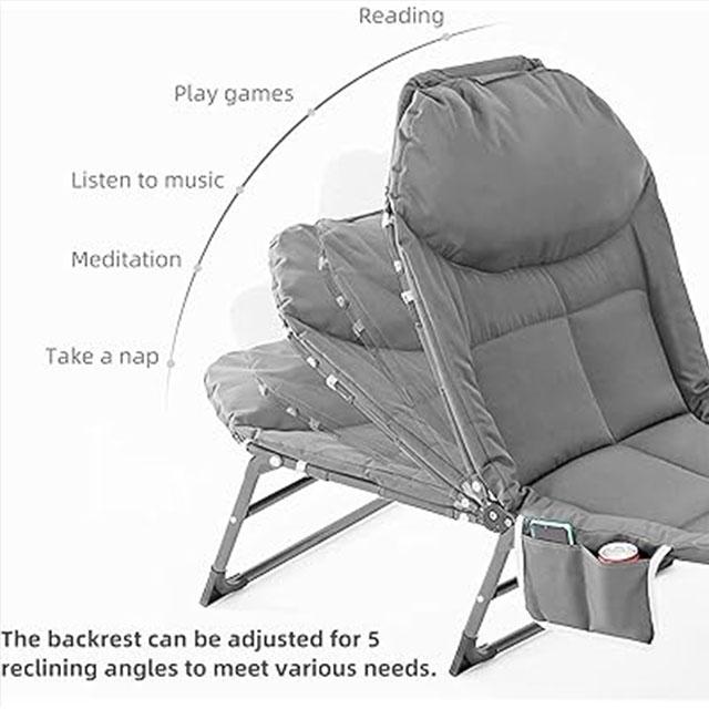 PIKFOS Folding Cot – 5-Level Adjustable, Lightweight & Breathable Compact Bed for Indoor & Outdoor Use