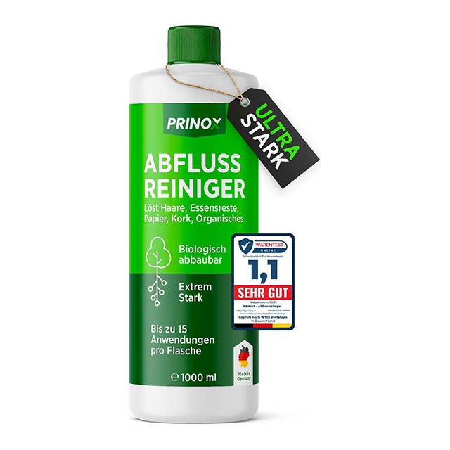 PRINOX® Drain Cleaner 1000 ml Extra Strong – Professional Pipe Cleaner for Removing Hair, Food Leftovers & Heaviest Blockages – Pipe-Free Solution Against Stubborn Blockages & Bad Odours – Biodegradable