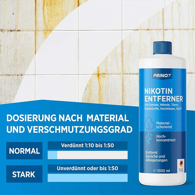 PRINOX® 1030ml Nicotine Remover Concentrate – Heavy-Duty Soot & Grease Cleaner for Windows, Walls, Doors, Radiators, Plastic & Tiles (Household & Catering)