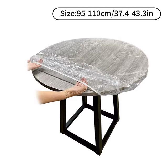PVC Fitted Round Elastic Tablecloth – Transparent Waterproof & Oil-Proof Table Cover Protector for Dining Table & Home Use