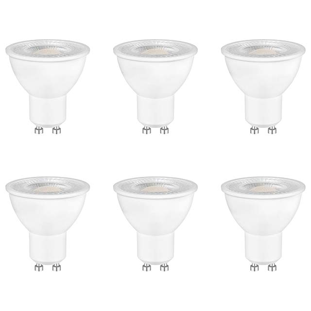 Pack of 6 GU10 LED Light Bulbs – Natural White 4000K, 5W, 500 Lumens with 120° Beam Angle, MR16 230V Reflector Lamp, Replaces 50W Halogen, Non-Dimmable