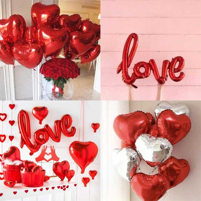 PartyWoo Love Balloons – Elegant Heart Shaped & Silver Foil Party Balloons for Weddings, Engagements & Proposals