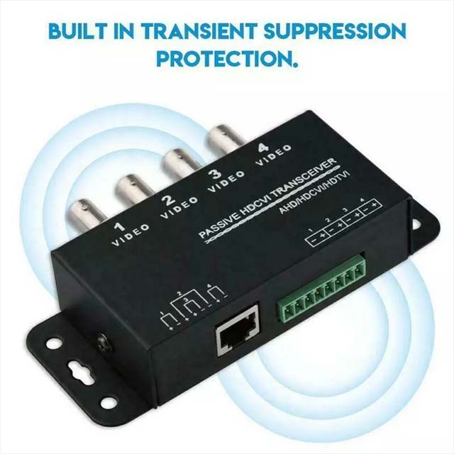 4CH Passive BNC Cable Transceiver UTP Balun Connector for CCTV Camera & DVR – High-Performance Surveillance Signal Extender