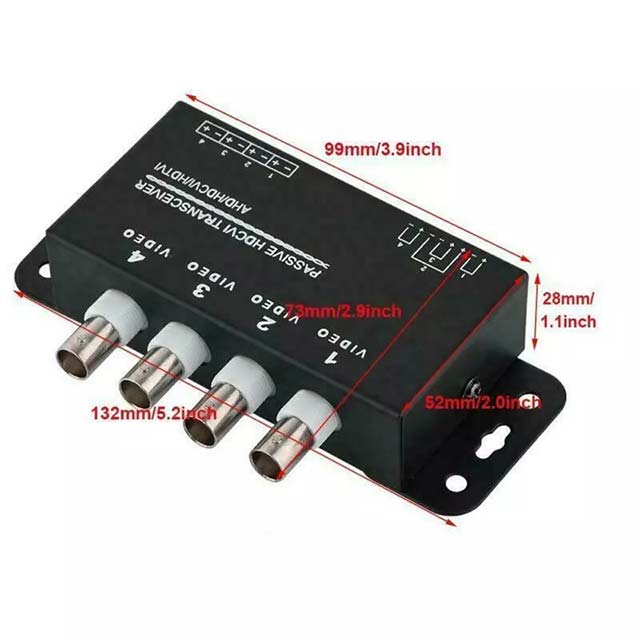 4CH Passive BNC Cable Transceiver UTP Balun Connector for CCTV Camera & DVR – High-Performance Surveillance Signal Extender