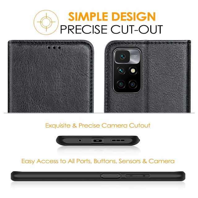 Peakally Premium Leather Flip Phone Case for Xiaomi Redmi 10 – Protective Wallet with Card Slots, Stand Function & Magnetic Closure