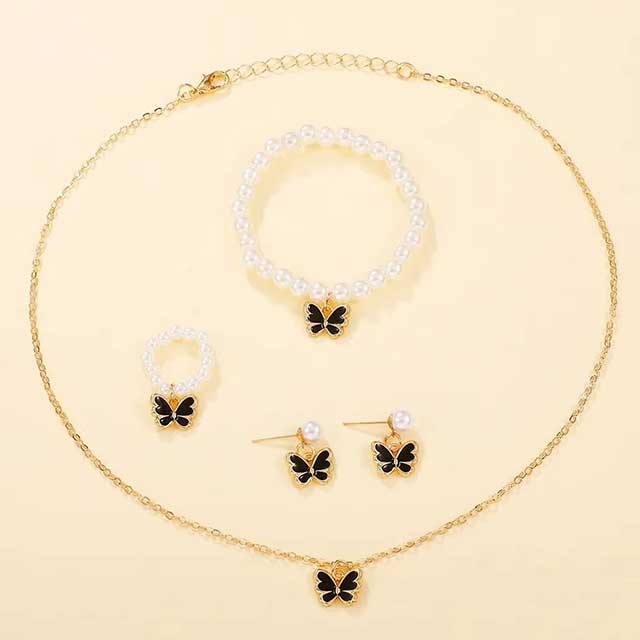 Pearl Butterfly Necklace & Delicate Bracelet for Women – Elegant Wedding Jewelry & Luxury Birthday Gift | Fashion Accessory for Special Occasions