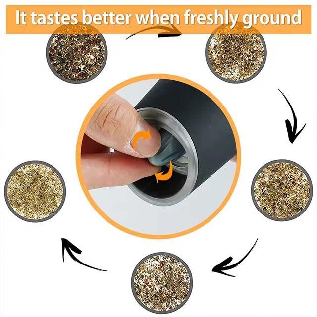 Stainless Steel Electric Pepper Grinder – Automatic Gravity Salt & Spice Mill for Easy Grinding