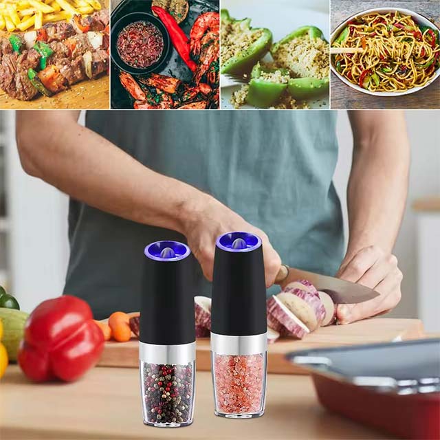Stainless Steel Electric Pepper Grinder – Automatic Gravity Salt & Spice Mill for Easy Grinding