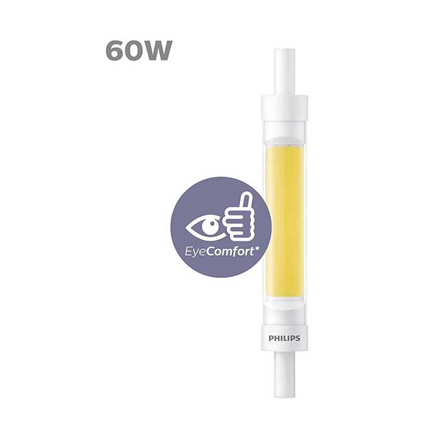 مصباح LED R7S من Philips مقاس 118 مم - ما يعادل 60 واط، أبيض بارد، فئة الطاقة F، غير قابل للتعتيم، إضاءة موفرة للطاقة تدوم طويلاً
