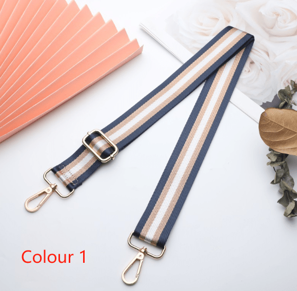 Adjustable Shoulder Bag Strap with Colorful Stripe Pattern – Widened & Thickened Nylon Crossbody Belt for Women