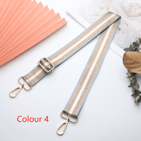 Adjustable Shoulder Bag Strap with Colorful Stripe Pattern – Widened & Thickened Nylon Crossbody Belt for Women