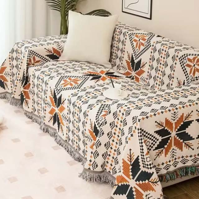 Plaid Blanket for Nordic and Boho Decor - Tassel Throw Blanket for Sofa, Bed, Picnic, and Summer Use