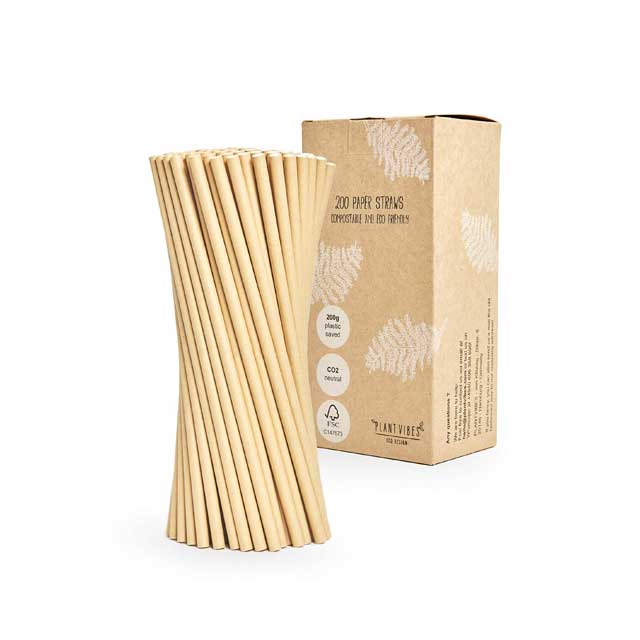 Plantvibes® Eco-Friendly Paper Straws – 100% Biodegradable Drinking Straws, Water Resistant & Colourfast