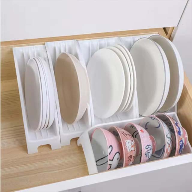 Plastic Plate & Bowl Storage Holder – Ventilated Kitchen Organizer Rack with Drainage