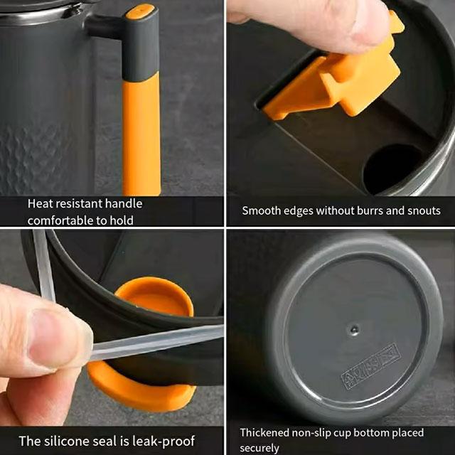 Portable Double-Layer Coffee Mug – 304 Stainless Steel Anti-Scalding Cup with Handle & Leak-Proof Lid