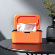 Portable Wet Tissue & Wipe Dispenser with Airtight Lid – Dustproof Baby Wipe Storage Box – Multi-Purpose Car & Home Napkin Organizer – Protective Moisture-Seal Tissue Holder (Orange-Black / White-Gray / White-Blue)