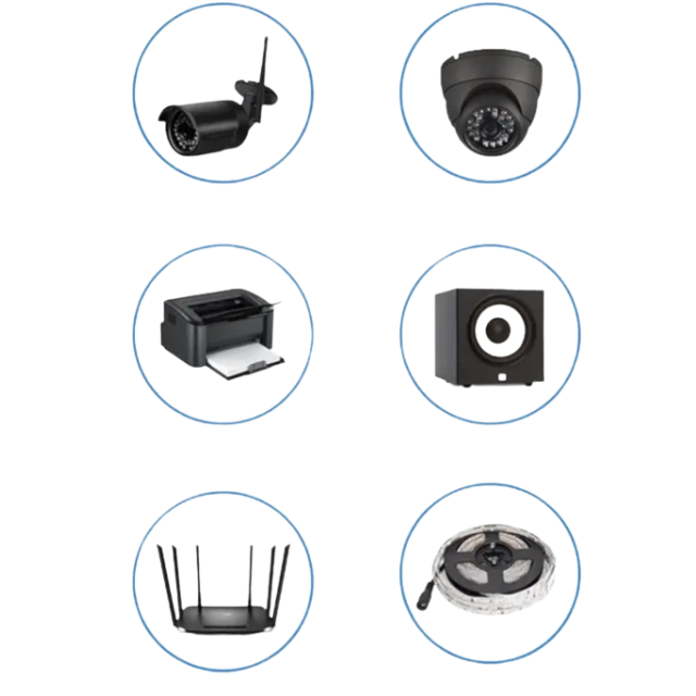 Power Adapter 12V 2A – AC to DC Supply with 2.1mm x 5.5mm Plug & Extra-Long 8ft Wall Cord