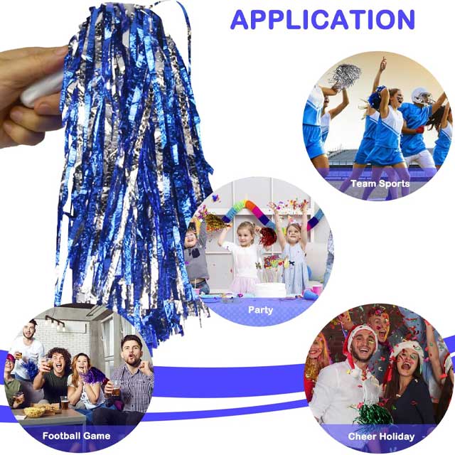 Premium Fluffy Shiny Cheerleading Pom Poms with Handle – Sports Team & Dance Cheer Squad Supplies for Girls & Adults