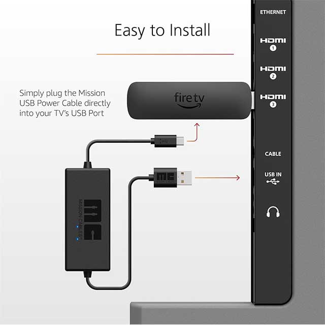 Premium USB Power Cable for Chromecast & Fire TV