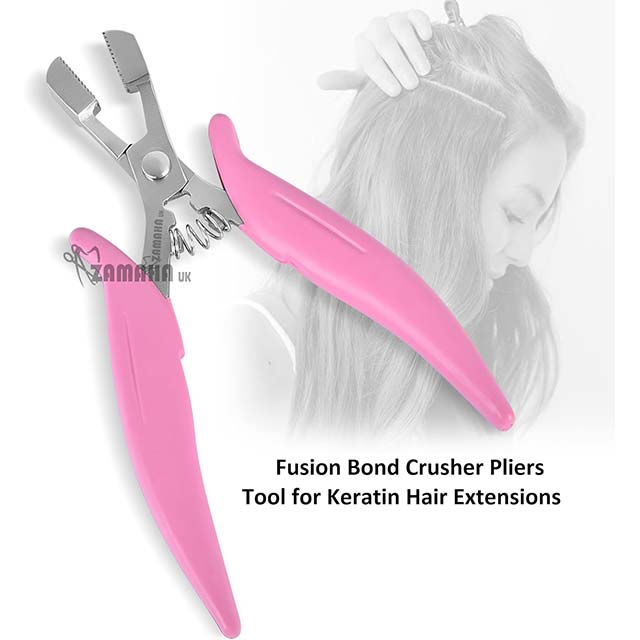 Professional 6-Inch Stainless Steel Hair Extension Pliers – Micro Ring Removal & Fusion Bonding Tool, Anti-Rust with Non-Slip Pink Grip