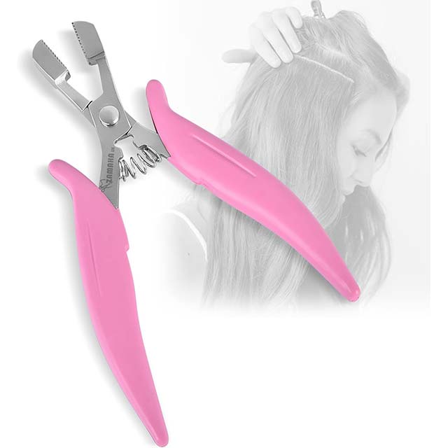 Professional 6-Inch Stainless Steel Hair Extension Pliers – Micro Ring Removal & Fusion Bonding Tool, Anti-Rust with Non-Slip Pink Grip