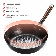 Wok professionnel en fonte sans revêtement 28 cm – Poêle de chef antiadhésive sans fumée – Poêle à frire profonde et marmite robuste pour une cuisson authentique au wok