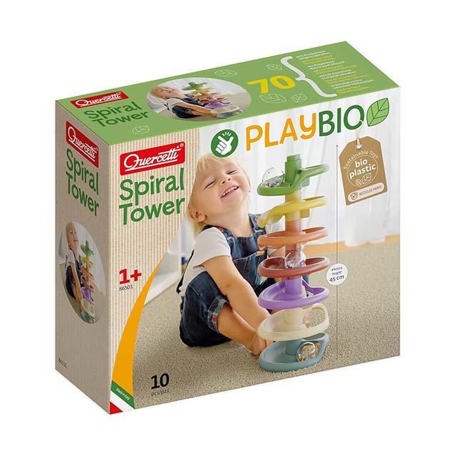 Quercetti 86501 Spiral Tower Play Bio – Multicoloured Educational Building & Stacking Toy for Kids